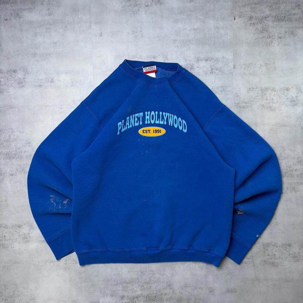 Vintage Planet Hollywood Grunge Distressed Crewneck Sweater